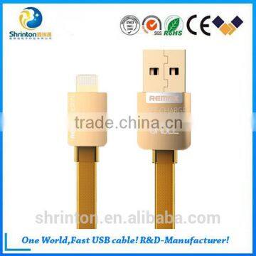 Hot selling REMAX Gold high speed Two-Sided 2.1A 1.0M USB Data Cable Charger Transmission For Micro