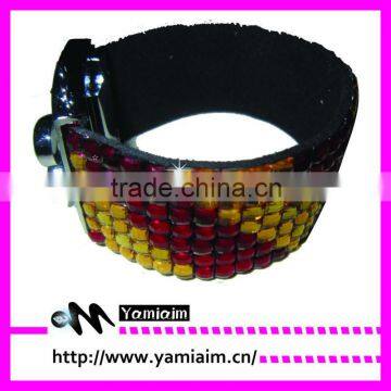 Leather crystal rhinestone snap bracelet wholesale