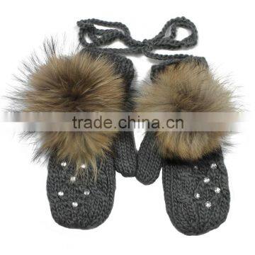 Plain wool knitted women stylish winter knitted gloves