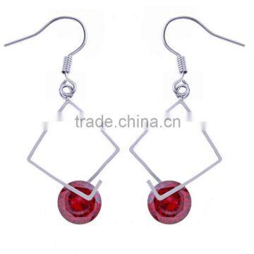 Hot Sales Square Shape Dangle Ruby Earrings For Party FQ-9416