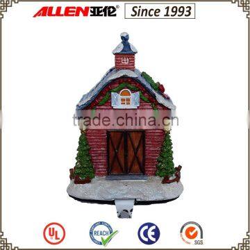 5.7" resin Christmas village house stocking hanger and stocking holder