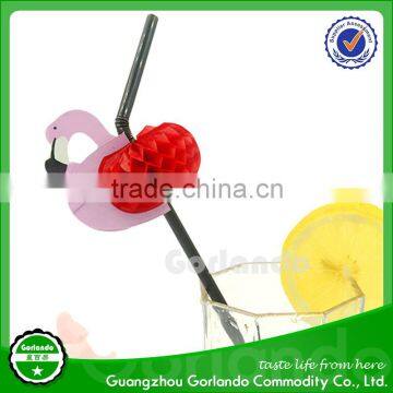 Decorative Plastic Flamingo Colored Swizzle Cocktail Drink Straws photo-4