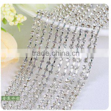 Silver Plating Wholesales AAA Quality Shinny Crystal Cup Roll Rhinestone Chain for Jewelry Cheapest