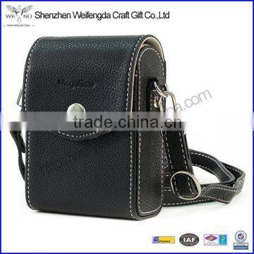 Fashion Travel Handmade Protective Black Leather Camera Case Bag