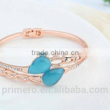 True Gold Plated Rhinestone Boutique Tear Droplets Opal Bracelet Bangles Women photo-6