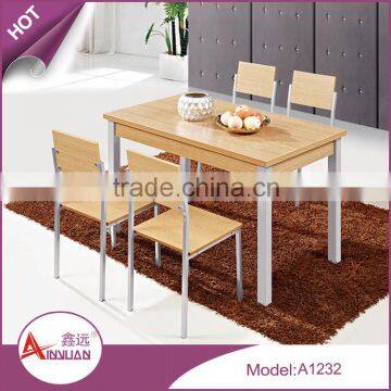 2016 new design dining room furniture 1.2 meter custom color wooden chairs and dining table for 4 people