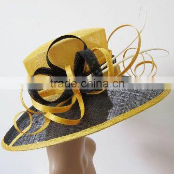 Yellow/black woman church hat wholesale