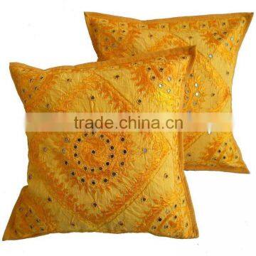 DECORATIVE Mirror Work Cushion Cover Throw Pillow Case