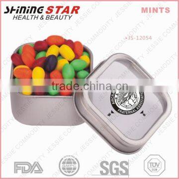 JS-12054 promotional peppermints with different colors in window tin 27g