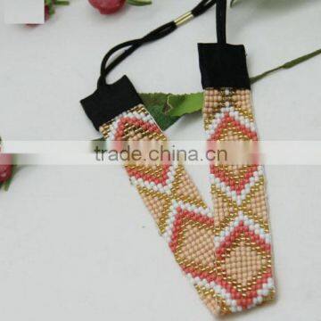 Colour glass seedbead national handmade elastic headband hair headband