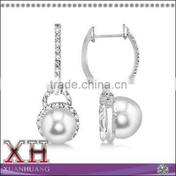 Chell Pearl Sterling Silver Earrings with Diamond Accents