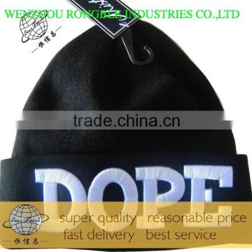 customs design beanies with 3D Embroidery