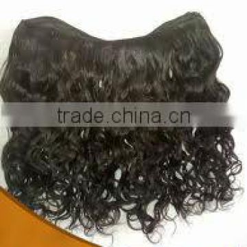 Loose curly virgin indian hair weft,completely unprocessed and non-chemical hair weave