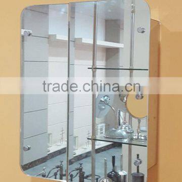 two doors stainless steel bathroom mirror cabinet with triple shelves