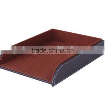 wholesale wooden faux leather filing trays/A4 paper trays/office paper tray