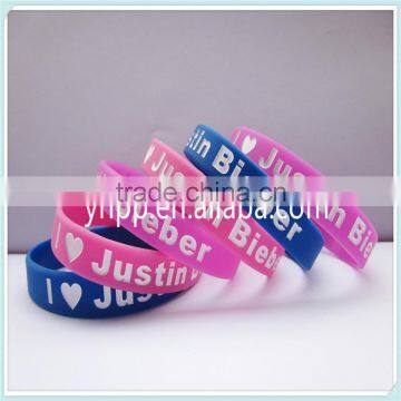 Custom Logo Silicone Wristband with Saying, Debossed and Ink-filled Colour