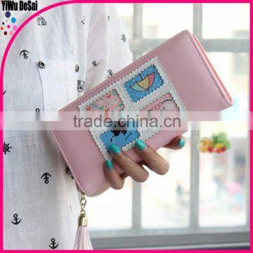 Zipper stamp stamp Institute wind hit color tassel Wallet