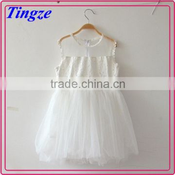 Factory sale directly girls princess skirt cotton white lace dress wholesale for birthday mini dress for girl of 7 years old