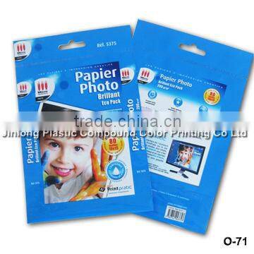 zipper plastic packaging bag with euro hole