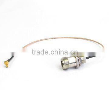 N female, bulkhead to MMCX male right angle R/A with RG178 cable, cable assembly, pigtail, jumper cable