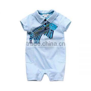 davebella 2013 summer new arrival 100% cotton baby rompers for boy printed babi clothes DB397