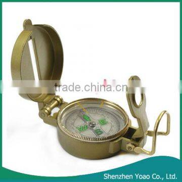 Round Brass Lid Scale Navigation Compass For Camping Hiking Golden
