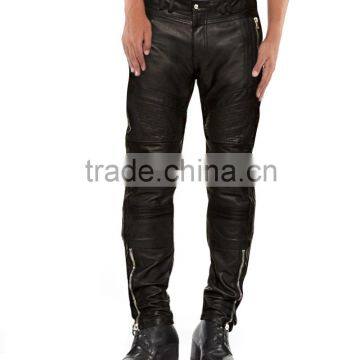 Whether it's a journey across borders or a road trip, ride in style with these mens leather biker trousers.