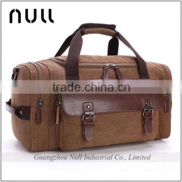 High Qualtiy Fashionable Camel Canvas Travel Man Bag with Leather