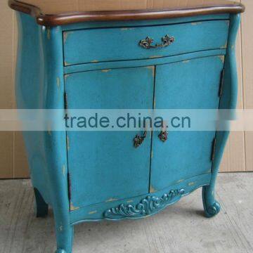 Stocklot Furniture Hand painted two doors blue cabinet with one drawer and Two Tone,antique solid wooden living room cabinet