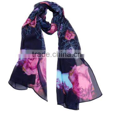 2015 Fashionable Rose Flower Chiffon Scarf Whole Sale - In Stock photo-6