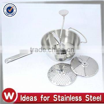 Stainless Steel Food Mill With Discs, Vegetable Mill