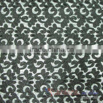 Black embroidered lace fabric rayon designer clothing material