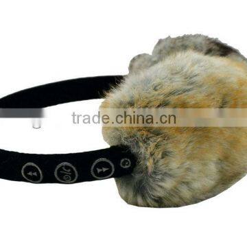 Warm soft fur bluetooth headphone earmuff with speakers