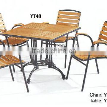 aluminum furniture outdoor coffee shop leisure wooden chairs table garden set YT48,YC066A