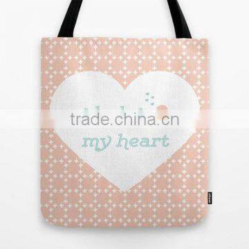 Canvas Tote Bag, wholesale stylish new canvas tote bags heart printed tote bag