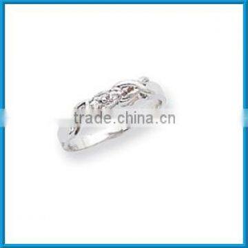Fashion white gold highly polished AA synthetic diamond ring for women