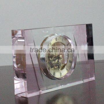 Pink Clear Good Quality Wholesale Crystal Desk Clock for Wedding Favor photo-2
