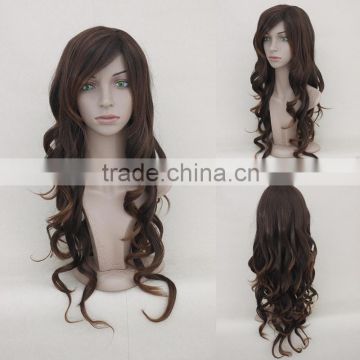 Synthetic Wigs Women's Long Curly Brown Wig Heat Resistant Fiber African American Wig For Women High Quality Factory Pirce