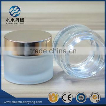 50ml luxury glass cream jars frosted cosmetic glass jars with shiny cap                        
                                                                                Supplier's Choice