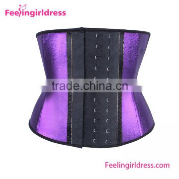 Hot selling shiny purple latex waist trainer body shaper corset slim                        
                                                                                Supplier's Choice