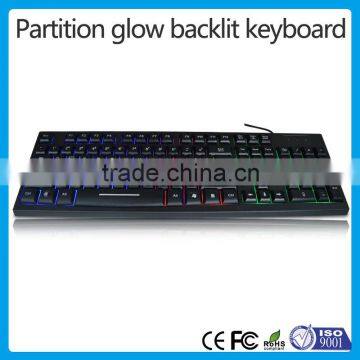Three Colors Backlit Usb Wired Partition Flash Office/net Bar Keyboard photo-5