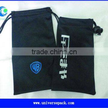 Black microfiber small drawstring bag