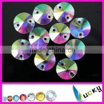 crystal ab rivolis sew on rhinestones flatback strass jewellry beads with holes