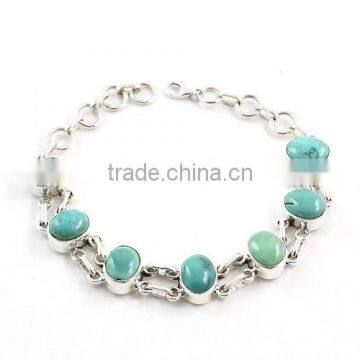 Turquoise jewelry semi precious stone wholesale Indian jewelry silver bracelet