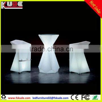 New arrival LED modern wine bar furniture/LED glowing cocktail table and chair for event