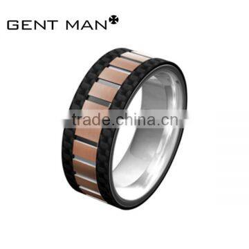 factory direct rose gold Tungsten carbon fiber fashion ring for men