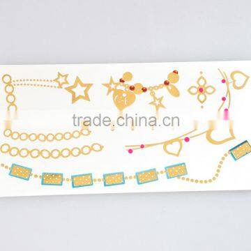 Wholesale Shiny Foil Temporary Tattoos Flash Gold Body Art Tattoos Water Transfer Fake Jewelry Tattoos Factory photo-3