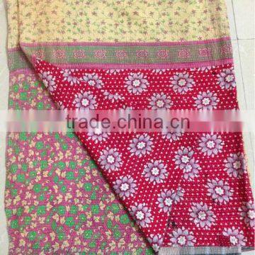 Beautiful Floral prints cotton quilts Vintage Kantha quilt reversible sari quilt gudri ralli throw blanket