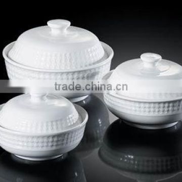 porcelain soup bowl & lid w.grid HX1506