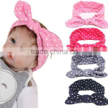 Foreign trade 2016 Tiara children hair rabbit ears with soft dot silk printing baby female baby with milk